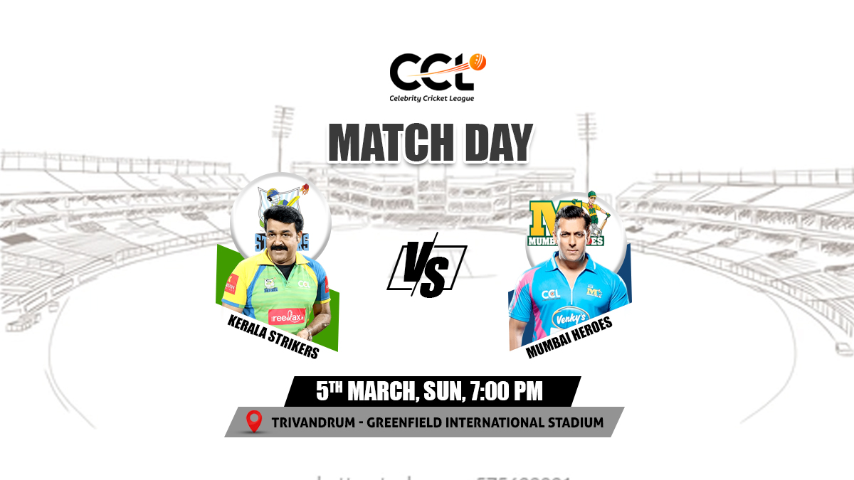 C3 Kerala Strikers vs Mumbai Heroes, 12th Match, CCL 2023 Details