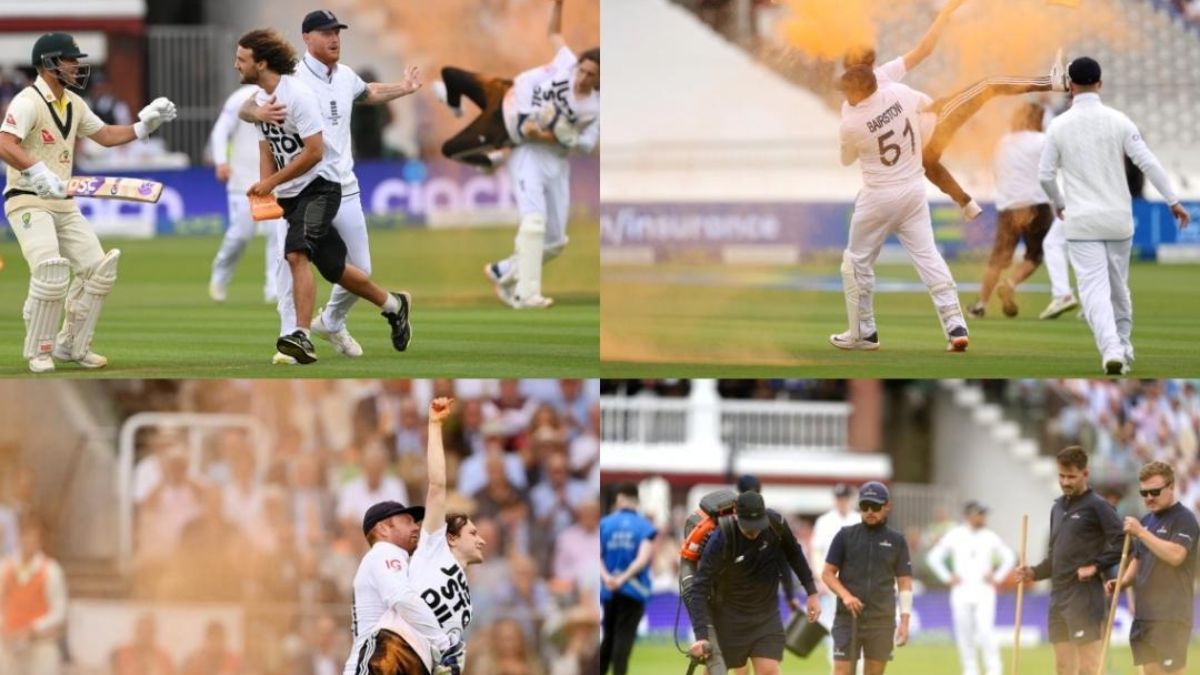 Oil protestors invade pitch during Lord's Ashes Test, throw orange powder; pics go viral