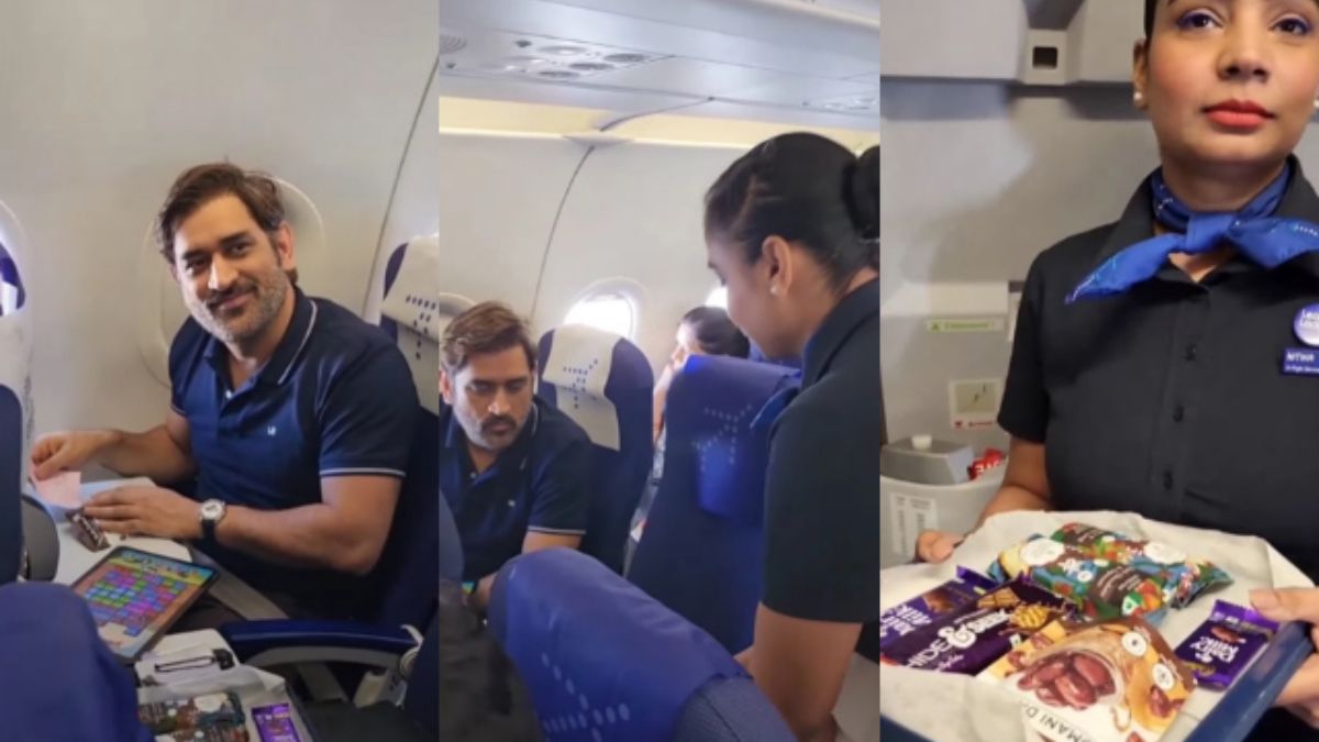 Air hostess offers chocolates with a note to MS Dhoni in viral video, fans react