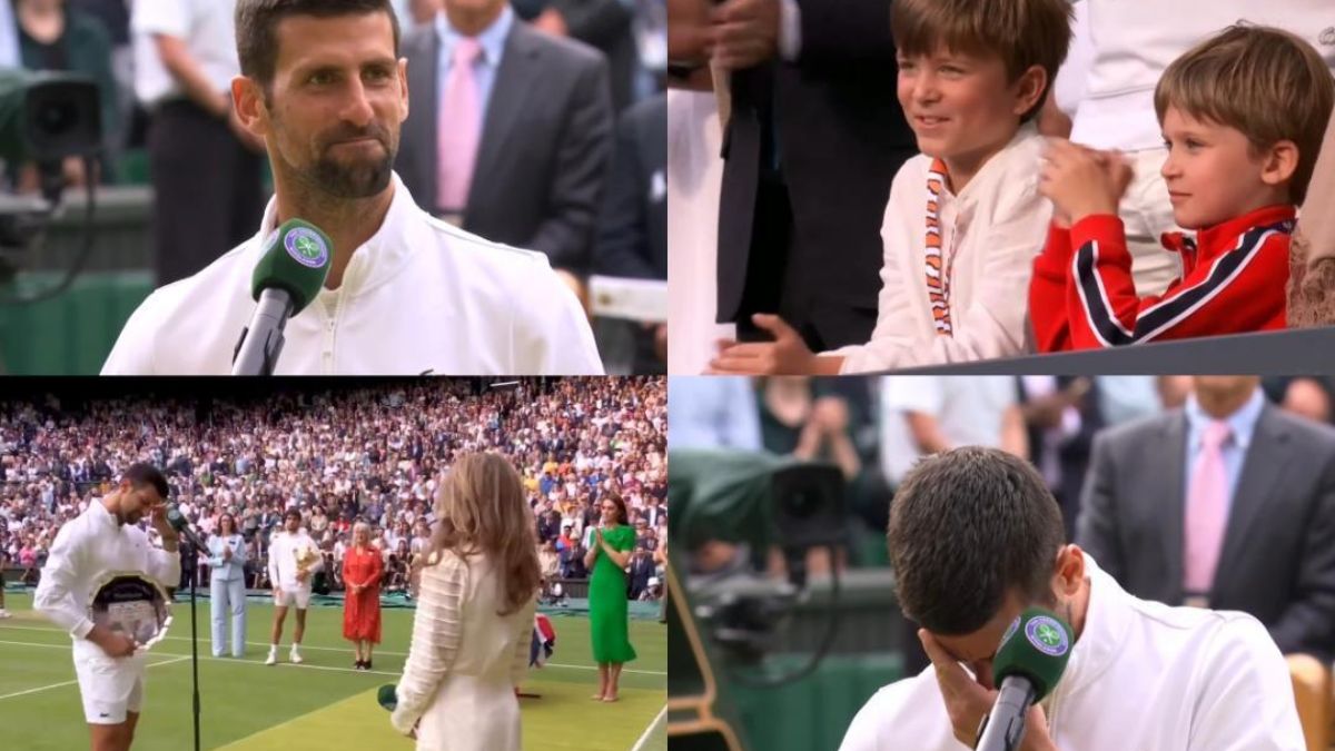 Djokovic breaks down after looking at his son following Wimbledon defeat, video viral