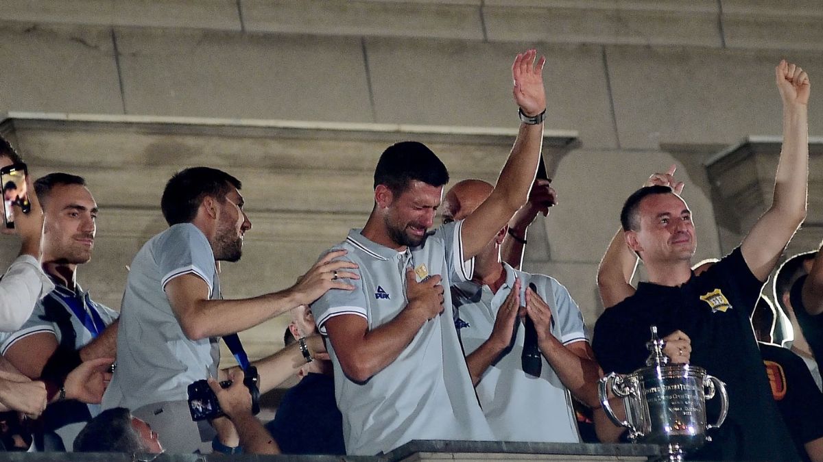 Novak Djokovic breaks down in tears during celebration of US Open win with Serbia basketball team